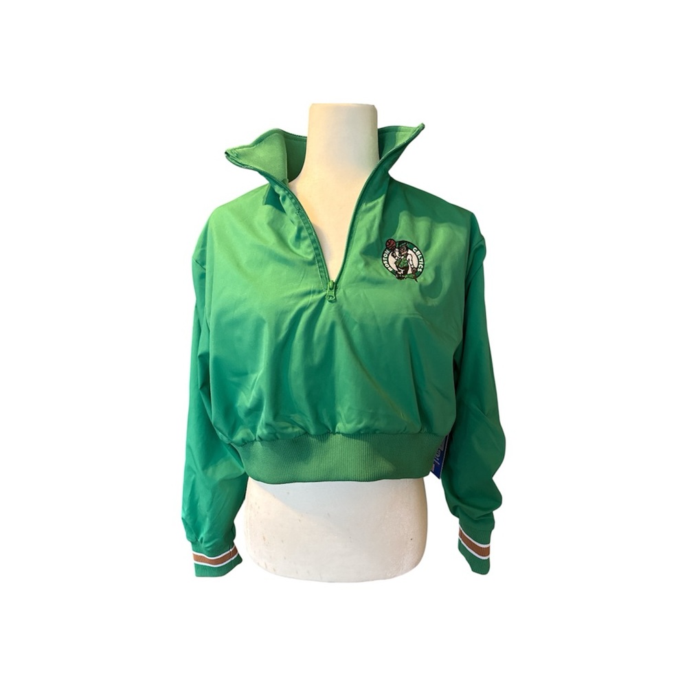 Green Celtics Cropped 1/4 Zip Jacket